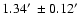$1.34\hbox{$^\prime$ }\pm0.12\hbox{$^\prime$ }$