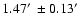$1.47\hbox{$^\prime$ }\pm0.13\hbox{$^\prime$ }$