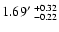 $1.69\hbox{$^\prime$ }^{+0.32}_{-0.22}$