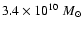 $3.4 \times 10^{10}~M_{\odot}$