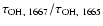 $\tau_{\rm OH,~1667}/\tau_{\rm OH,~1665}$