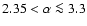 $2.35 < \alpha \la 3.3$