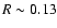 $R \sim 0.13$