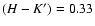 $(H - K^\prime) = 0.33$