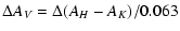 $\displaystyle \Delta A_V = \Delta (A_H - A_K) / 0.063$