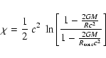 \begin{displaymath}\chi={1\over2}~c^2~\ln\left[{1-{2GM\over Rc^2}\over
1-{2GM\over R_{\rm core}c^2}}\right]
\end{displaymath}