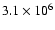 $3.1\times 10^{6}$