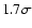 $1.7\sigma$