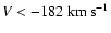 $ V < -182 \mbox{~km~s}^{-1}$