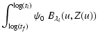 $\displaystyle \int_{\log(t_f)}^{\log(t_i)} \psi_0 ~ B_{\lambda_i}(u,Z(u))$