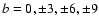 $b=0,\pm 3, \pm 6, \pm 9$