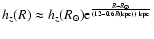 $h_z(R)\approx h_z(R_\odot)
{\rm e}^{\frac{R-R_\odot}{(12-0.6R({\rm kpc}))\ {\rm kpc}}}$