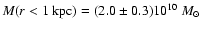 $M(r < 1~{\rm kpc}) =
(2.0 \pm 0.3) 10^{10}~ M_{\odot}$