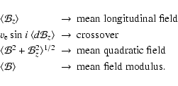 \begin{displaymath}\begin{array}{lll}
\ensuremath{\langle \mathcal{B}_z\rangle}...
... \rangle} &\rightarrow
&\mbox{mean field modulus}.
\end{array}\end{displaymath}