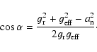 \begin{displaymath}\cos \alpha =\frac{g_{\rm r}^2+g_{\rm eff}^2-a_{\rm n}^2}{2g_{\rm r}g_{\rm eff}}\cdot
\end{displaymath}