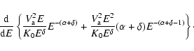\begin{displaymath}\frac{{\rm d}}{{\rm d}E}\left\{ \frac{V_{\rm a}^2E}{K_0E^\del...
...K_0E^\delta}(\alpha+\delta)E^{-(\alpha+\delta-1)}\right\}\cdot
\end{displaymath}