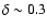 $\delta\sim 0.3$