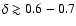 $\delta\gtrsim 0.6-0.7$