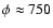 $\phi \approx 750$