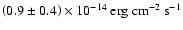$\left(0.9\pm0.4\right)\times 10^{-14}\mbox{ erg cm}^{-2}\mbox{ s}^{-1}$