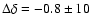 $\Delta\delta=-0.8\pm10$