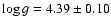$\log g = 4.39\pm0.10$