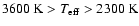 $3600\mbox{\rm ~K} > \ensuremath{T_{{\rm eff}}} > 2300\mbox{\rm ~K}$