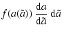 $\displaystyle f(a(\tilde a))~\frac{{\rm d}a}{{\rm d}\tilde a}~{\rm d}\tilde a$