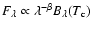 $F_{\lambda}\propto
\lambda^{-\beta}B_{\lambda}(T_{\rm c})$