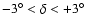 $-3^\circ<\delta<+3^\circ$