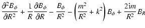 $\displaystyle {{\partial^2 B_\phi \over \partial R^2} + {1\over R}
{\partial B_...
...r R^2} - \left({m^2 \over R^2} + k^2\right) B_\phi
+{2{\rm i}m \over R^2} B_R }$