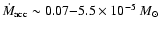 ${\dot M}_{\rm acc}\sim 0.07 {-} 5.5\times 10^{-5}~M_{\odot}$