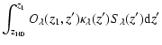 $\displaystyle \int_{\rm z_{ND}}^{z_1}O_\lambda(z_1,z^\prime)\kappa_\lambda(z^\prime)S_\lambda(z^\prime){\rm d}z^\prime$