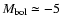 $M_{\rm
bol} \simeq -5$