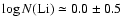 \( \log N({\rm Li})\simeq
0.0\pm 0.5 \)