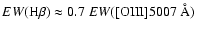 $EW({\rm H}\beta) \approx 0.7\ EW([{\rm OIII}]5007~{\rm\AA})$