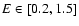 $E \in [0.2, 1.5]$