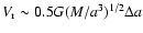 $V_{\rm r} \sim 0.5 G (M/a^{3})^{1/2} \Delta a$