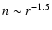 $n \sim r^{-1.5}$