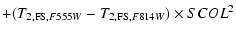 $\displaystyle + (T_{2,{\rm FS},F555W} - T_{2,{\rm FS},F814W}) \times SCOL^2$