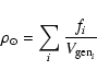 \begin{displaymath}\rho_{\odot} = \sum_{i} \frac{f_i}{V_{{\rm gen}_i}}
\end{displaymath}