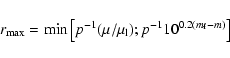 \begin{displaymath}r_{\max} = \min \left[p^{-1} (\mu/\mu_{\rm l}) ; p^{-1} 10^{0.2(m_{\rm f}-m)}\right]
\end{displaymath}