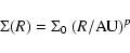 \begin{displaymath}\Sigma(R) = \Sigma_0 \; (R/\hbox{AU})^p
\end{displaymath}