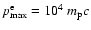$p_{\rm max}^{\rm e}=10^4~m_{\rm p}c$