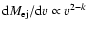 ${\rm d}M_{\rm ej}/{\rm d}v\propto
v^{2-k}$