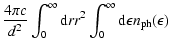 $\displaystyle {4\pi c \over d^2}
\int_0^{\infty} {\rm d}r r^2
\int_0^{\infty} {\rm d}\epsilon n_{\rm ph}(\epsilon)$