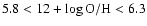 $5.8 < 12 + \log {\rm O}/{\rm H}
< 6.3$