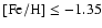 ${\rm [Fe/H]} \le -1.35$