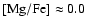 $\rm [Mg/Fe] \approx0.0$