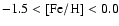 $-1.5 < {\rm [Fe/H]} < 0.0$